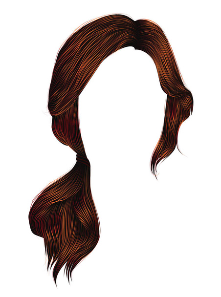 divatos női szőrszál redhead gyömbér színes .tail . - Vektor, kép