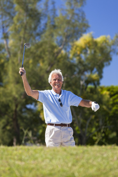 Happy Senior Man Playing Golf - Zdjęcie, obraz