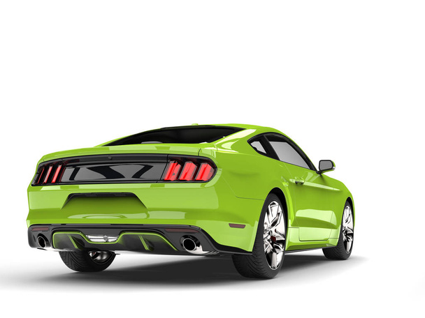 Gritando verde moderno super muscle car - vista de cola
 - Foto, imagen