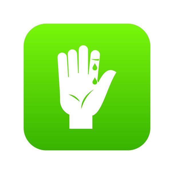 Finger with blood dripping icon digital green - Vektor, obrázek