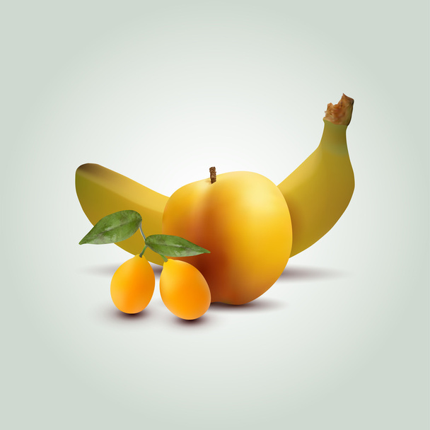 Vektor Aprikose, Apfel und Banane - Vektor, Bild