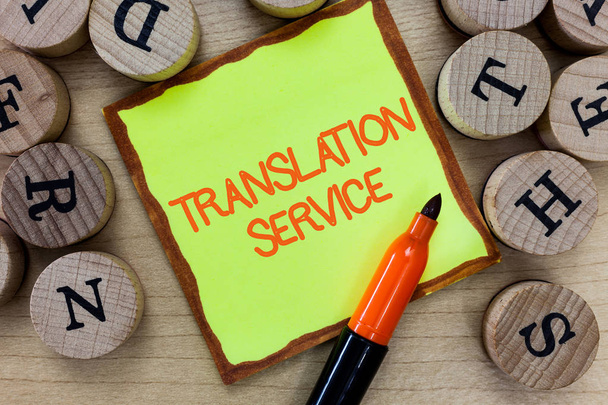 Υπηρεσία μετάφρασης κειμένων γραφής λέξεων. Επιχειρηματική ιδέα για την Ισοδύναμη γλώσσα στόχου από τη μητρική γλώσσα - Φωτογραφία, εικόνα