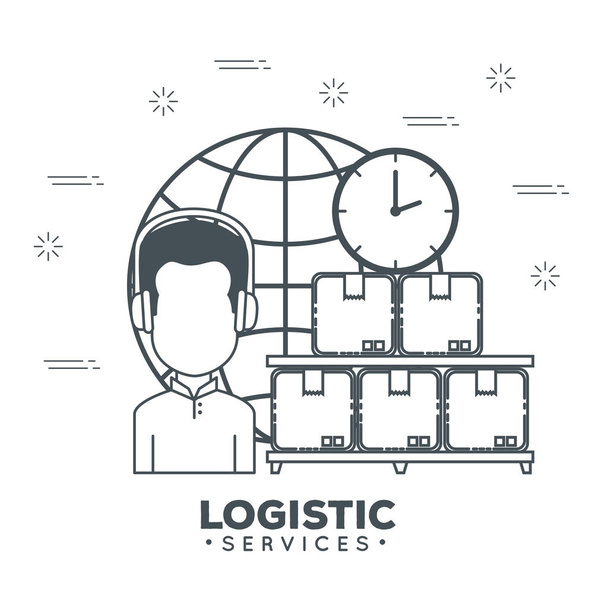 servicios logísticos con agente de soporte
 - Vector, imagen