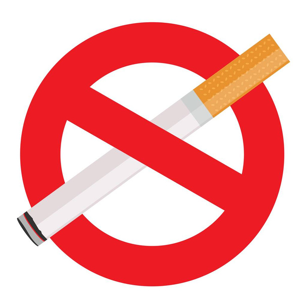 Η πινακίδα απαγορεύεται το κάπνισμα. Εικονογράφηση σε λευκό φόντο - Διάνυσμα, εικόνα