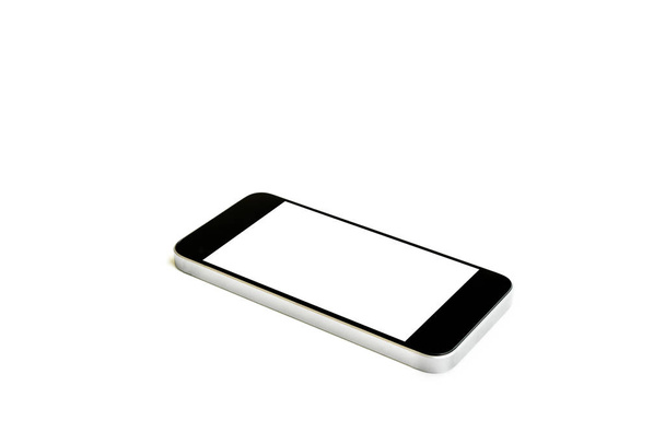 Teléfono móvil inteligente, pantalla blanca en blanco aislada sobre fondo blanco
 - Foto, Imagen