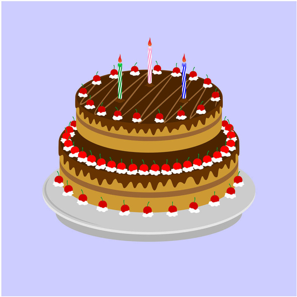 ilustração de grande tamanho delicioso bolo de chocolate
 - Vetor, Imagem
