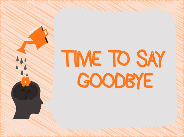 Κείμενο πινακίδα που δείχνει την ώρα να πούμε αντίο. Εννοιολογική φωτογραφία προσφορά αντίο τόσο μακρά δείτε σας μέχρι να ξανασυναντηθούμε - Φωτογραφία, εικόνα