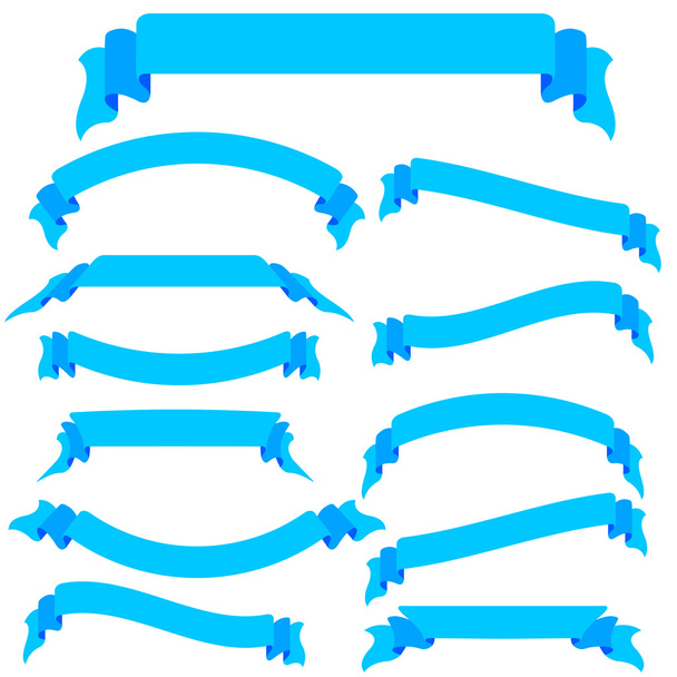 Set blue ribbons and banners illustration - Φωτογραφία, εικόνα