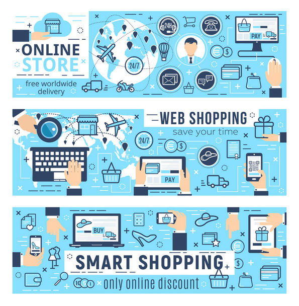 Web αγορών ηλεκτρονικού εμπορίου infographics, διάνυσμα - Διάνυσμα, εικόνα