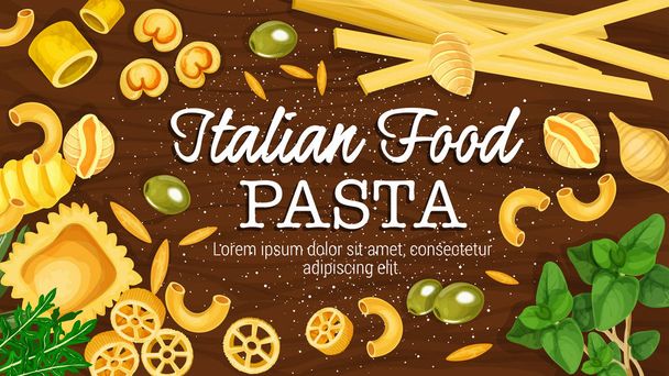 Italian pasta on board vector poster - Vector, Image
