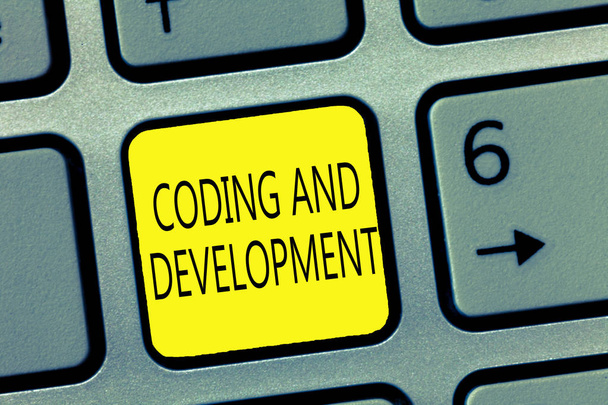 A kézírás szöveg írás kódolás és fejlődését. Koncepció, azaz programozás épület egyszerű összeszerelése programok - Fotó, kép