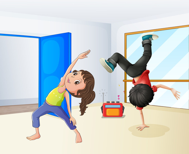 Una chica y un niño bailando
 - Vector, Imagen
