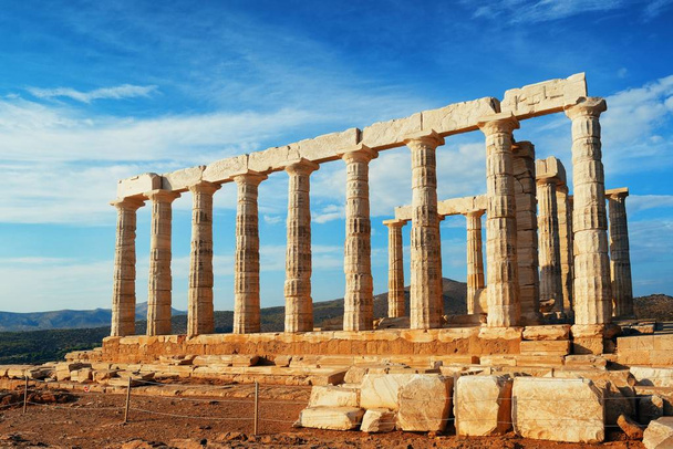 Poseidonin temppeli lähellä Ateenaa, Kreikka. - Valokuva, kuva
