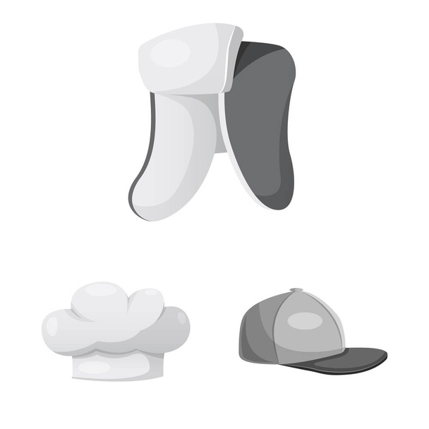 Vector design of headgear and cap logo. Set of headgear and accessory stock vector illustration. - Vektor, kép