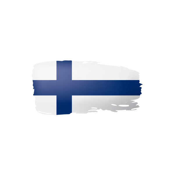 Finlandiya bayrağı, beyaz bir arka plan üzerinde vektör çizim. - Vektör, Görsel