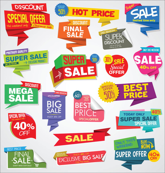 Modern sale banners and labels collection - Vector, Image
