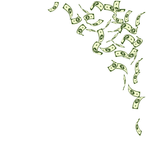 Padající noty indické rupie. Řídké Inr směnky na bílém pozadí. Peníze, Indie. Klasické vektorové ilustrace - Vektor, obrázek