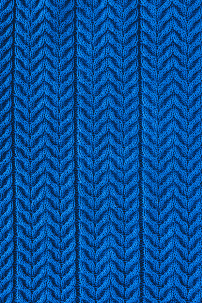 full frame of dark blue woolen fabric with pattern as backdrop - Foto, imagen