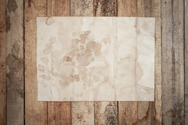 Vintage Crumpled paper texture on wooden table - Photo, Image