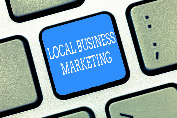Tekst teken weergegeven: lokale Business Marketing. Conceptuele foto Localized specificatie op winkel Karakteristiek . - Foto, afbeelding