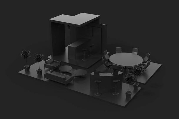 modello di chiosco commerciale 3d nero, presentazione e promozione
 - Foto, immagini