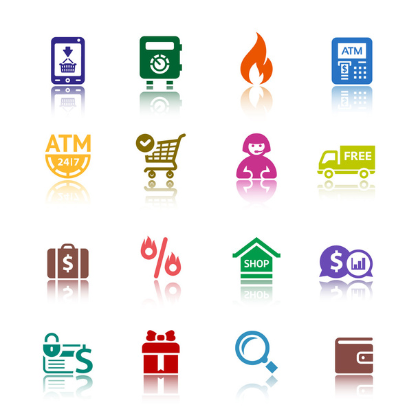 Imposta icone a colori per lo shopping - Vettoriali, immagini