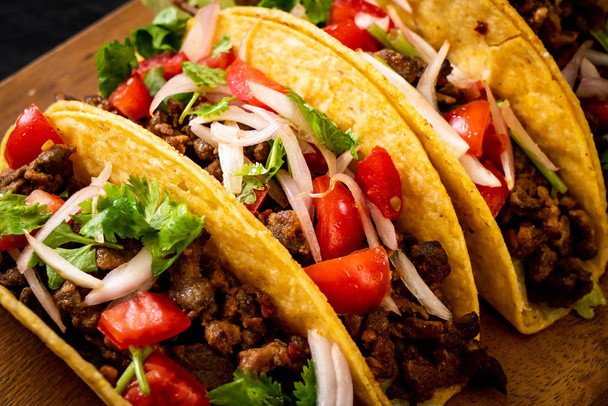 tacos with meat and vegetables  -  Mexican food style - Foto, immagini