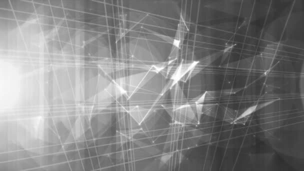 Abstract High Tech digitale E-zakelijke achtergrond / 4k animatie van een abstracte digitale technologie met fractale vormen, licht fakkels en lage veelhoeken - Video