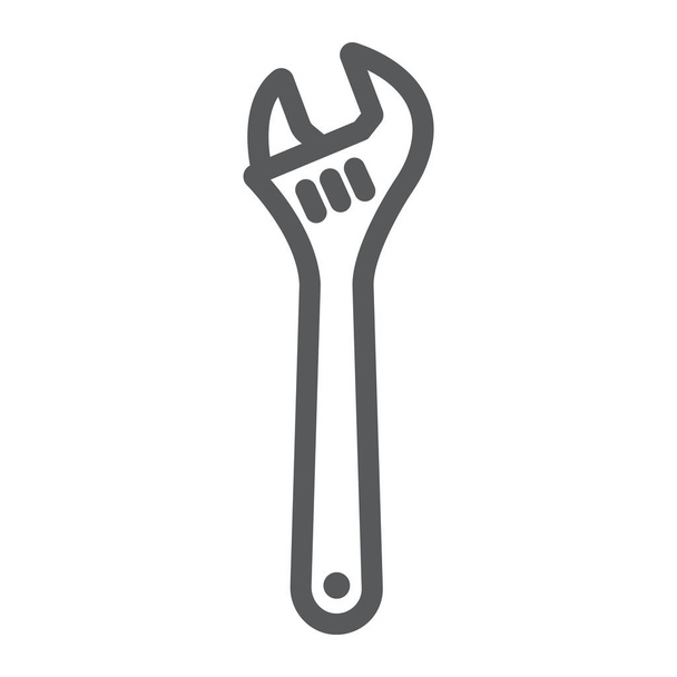 Rejustable wrench line icon, tool and repair, monkey wrench sign, vector graphics, a linear pattern
 - Вектор,изображение