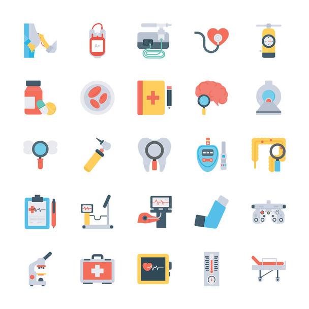 Medical Checkup Flat Icons  - ベクター画像