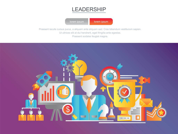 Leadership. Banner for the site. Modern flat conceptual web banner. Landing page template. Conceptual vector illustration for graphic design and web design. Concept. - Vector, Image