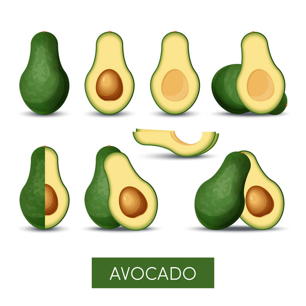 Set of avocado icons, vector - ベクター画像