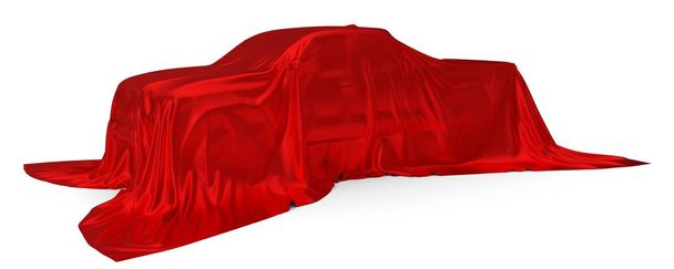 seta rossa coperto Pickup concetto di camion. Illustrazione 3d
 - Foto, immagini