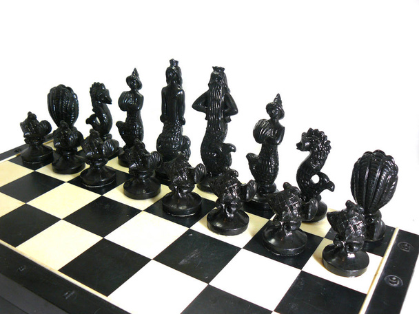 チェス、チェスの駒、チェス ボックス、木製のチェス、プラスチック チェス、古いチェス、ソ連、ソ連ビンテージ ホワイト バック グラウンド、クローズ アップ、ヘッド画像、Nostalgishop - 写真・画像