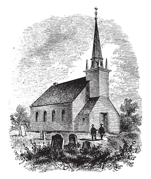 An image of the Old Church at De Guayama, Puerto Rico (U.S.), vintage line drawing or engraving illustration. - Vector, Image