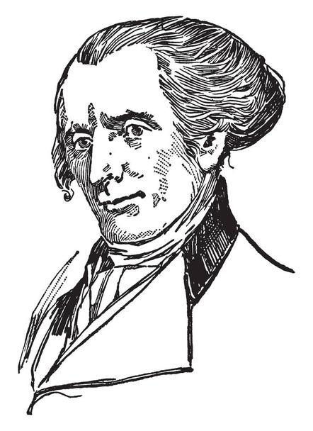 Elbridge Gerry, 1744-1814, fue un estadista estadounidense, diplomático, el quinto vicepresidente de los Estados Unidos, y noveno gobernador de Massachusetts, dibujo de líneas vintage o ilustración de grabado
 - Vector, Imagen