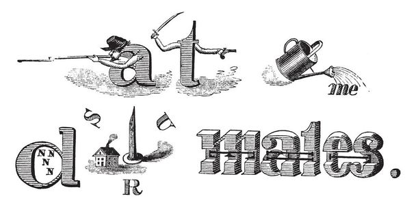 This rebus symbols declaring a moratorium of Weapons that American Indians use to use, vintage line drawing or engraving illustration. - Vector, Image