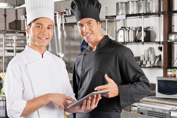 Happy Chefs Holding Digital Tablet - Zdjęcie, obraz