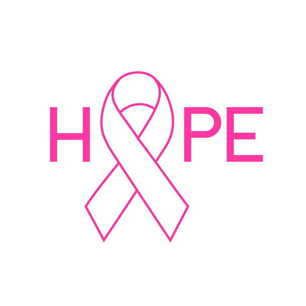 Design lettering Hope con nastro. Campagna per il mese di sensibilizzazione sul cancro al seno. Per poster, banner e t-shirt. Illustrazione vettoriale isolata su sfondo bianco
. - Vettoriali, immagini