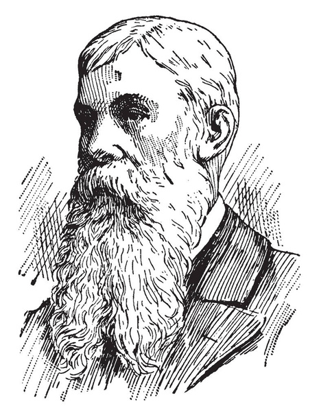 Sanford Ballard Dole, 1844-1926, il était avocat et juriste dans les îles Hawaï, dessin à la ligne vintage ou illustration de gravure
 - Vecteur, image