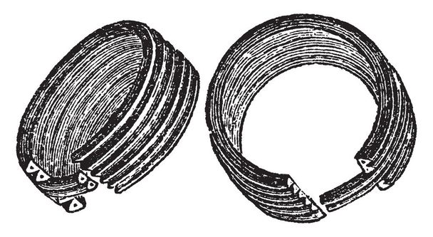 Χρυσά σκουλαρίκια είναι μια εικόνα από ένα ζευγάρι των αιγυπτιακών, εκλεκτής ποιότητας γραμμικό σχέδιο ή απεικόνιση χαρακτική. - Διάνυσμα, εικόνα