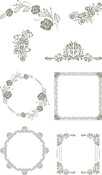 Decorative vintage elements and frames for design - Vetor, Imagem