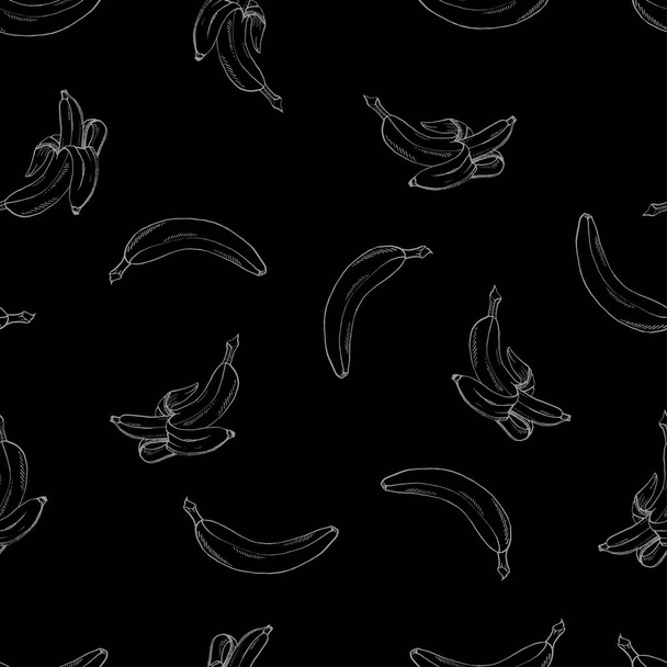 Natural vector path bananas black pattern - Vektör, Görsel