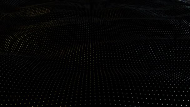 Animációs háttér részecskék felületén hullámok. Végtelenített zökkenőmentes animáció a perspektíva csillogó felszín. - Felvétel, videó