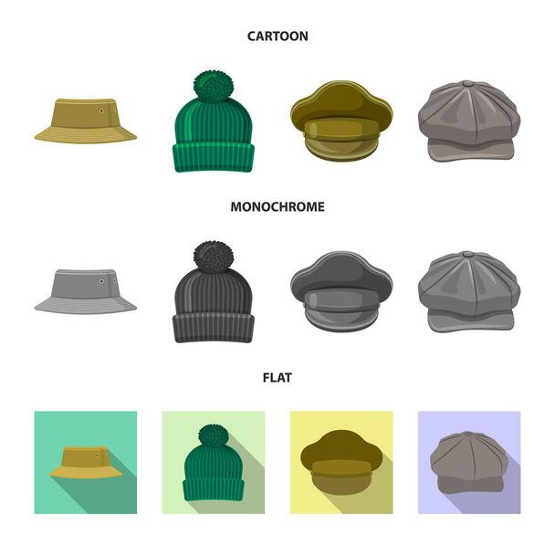 帽子とキャップ サインのデザインをベクトルします。帽子とアクセサリーの株式ベクトル図のセット. - ベクター画像