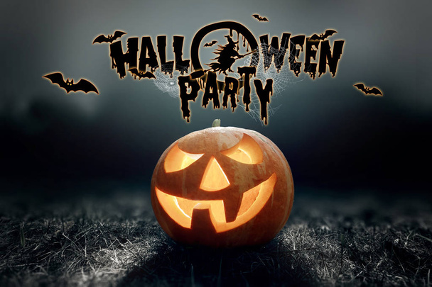 Halloween party, ghost, pumpkin. Design of a holiday flyer, invitation card, postcard. - Photo, Image
