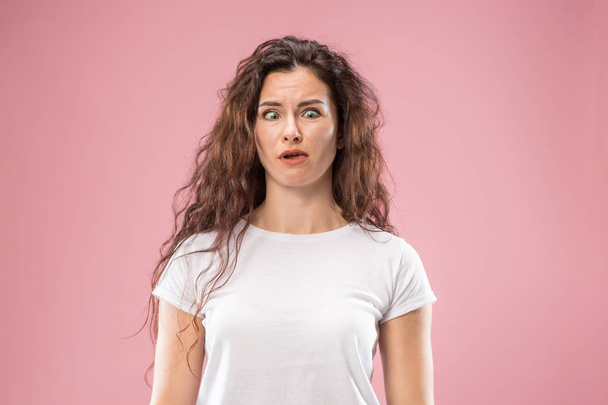 Beautiful woman in stress isolated on pink - Photo, Image