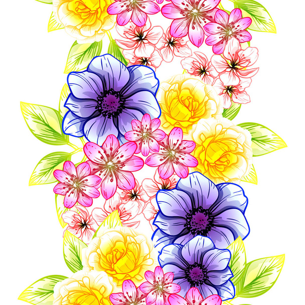 Varrat nélküli vintage stílusú virág minta. Virágos elemek színe - Vektor, kép