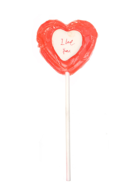 Red heart-lollipop - 写真・画像