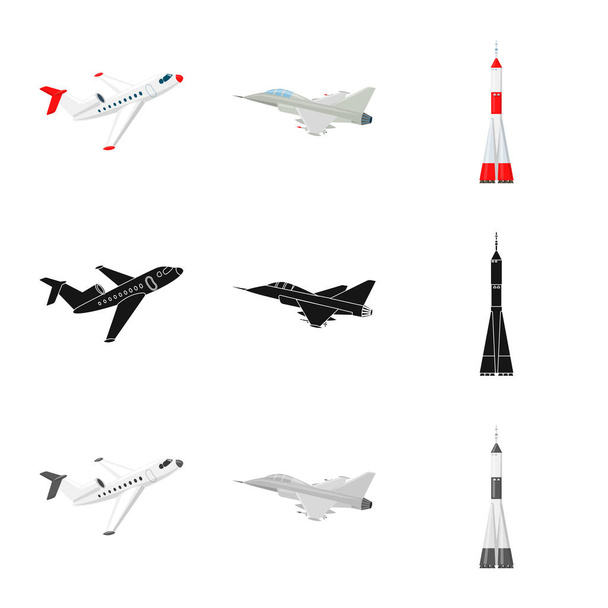 Diseño vectorial del plano y el icono de transporte. Colección de plano y cielo símbolo de reserva para la web
. - Vector, imagen